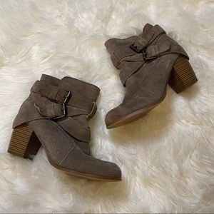 Mossimo Taupe Suede Heeled Ankle Booties